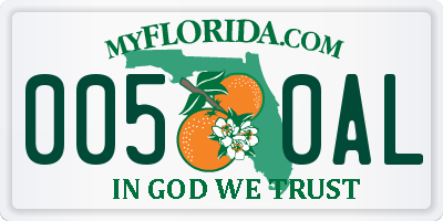 FL license plate 0050AL