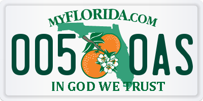 FL license plate 0050AS