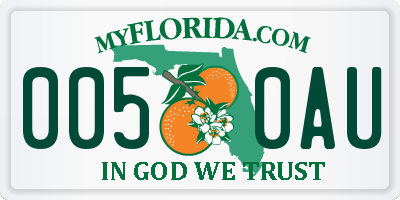 FL license plate 0050AU