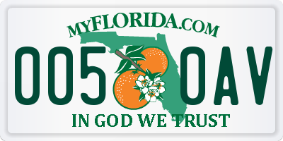 FL license plate 0050AV