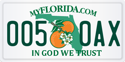 FL license plate 0050AX