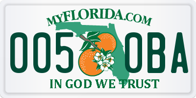 FL license plate 0050BA