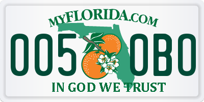 FL license plate 0050BO