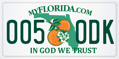 FL license plate 0050DK