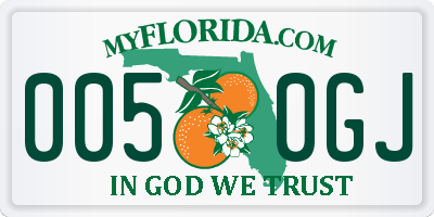 FL license plate 0050GJ