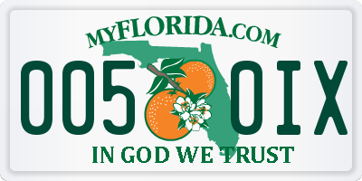 FL license plate 0050IX