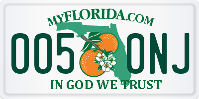 FL license plate 0050NJ