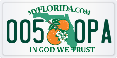 FL license plate 0050PA