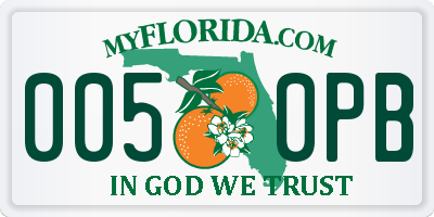 FL license plate 0050PB