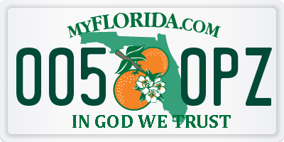 FL license plate 0050PZ