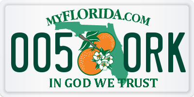 FL license plate 0050RK