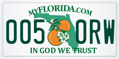 FL license plate 0050RW