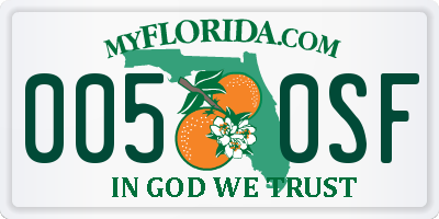 FL license plate 0050SF