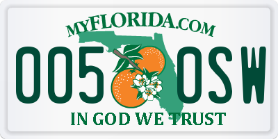 FL license plate 0050SW