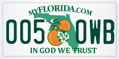 FL license plate 0050WB