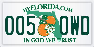 FL license plate 0050WD