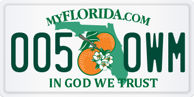 FL license plate 0050WM