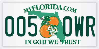 FL license plate 0050WR