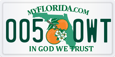 FL license plate 0050WT