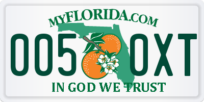 FL license plate 0050XT