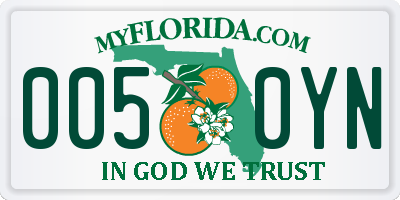 FL license plate 0050YN