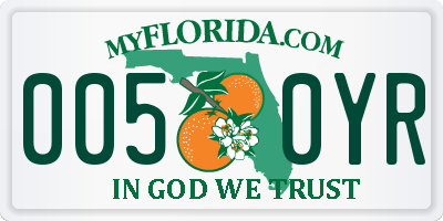 FL license plate 0050YR