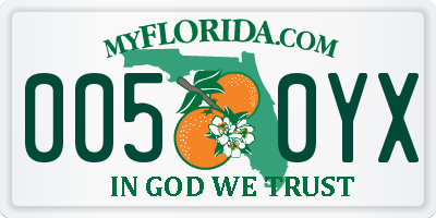 FL license plate 0050YX