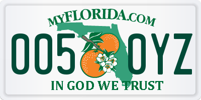FL license plate 0050YZ
