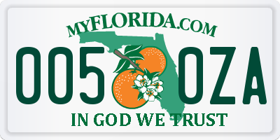 FL license plate 0050ZA
