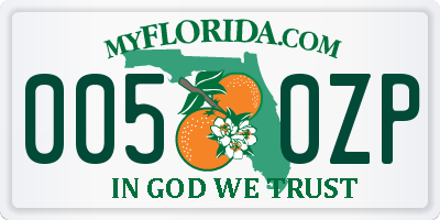 FL license plate 0050ZP