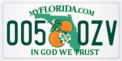 FL license plate 0050ZV