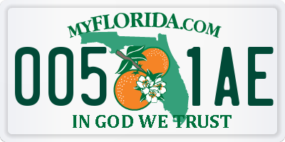 FL license plate 0051AE