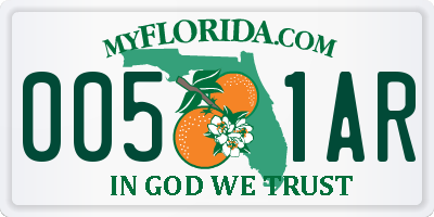FL license plate 0051AR