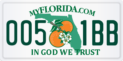 FL license plate 0051BB