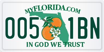 FL license plate 0051BN