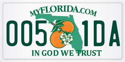FL license plate 0051DA