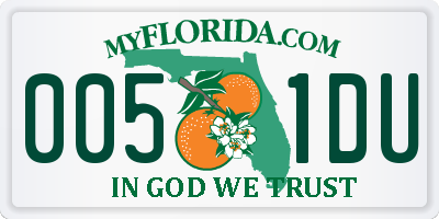 FL license plate 0051DU