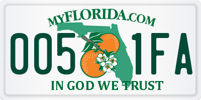FL license plate 0051FA