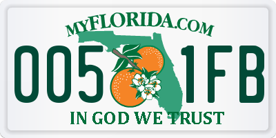 FL license plate 0051FB