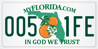 FL license plate 0051FE