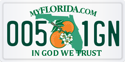 FL license plate 0051GN