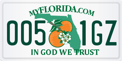 FL license plate 0051GZ