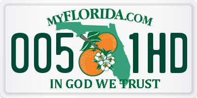 FL license plate 0051HD