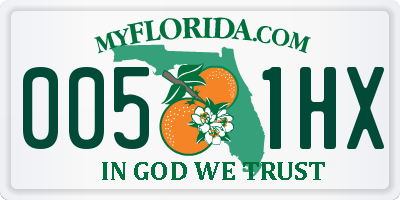 FL license plate 0051HX