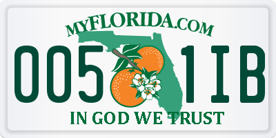 FL license plate 0051IB