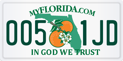 FL license plate 0051JD