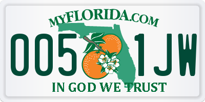 FL license plate 0051JW