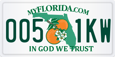 FL license plate 0051KW