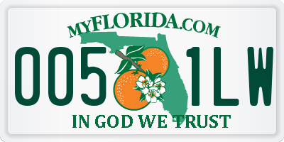FL license plate 0051LW