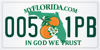 FL license plate 0051PB